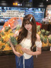 哈魯?shù)咸鹈啦c(diǎn)花邊短袖T恤女韓系溫柔修身假兩件綁帶帶飄帶泡泡袖上衣 杏色 （帶飄帶） L （85-99斤） 曬單實(shí)拍圖
