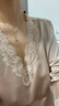 金三塔重磅真絲睡衣女100%桑蠶絲優雅蕾絲寬松絲滑睡衣套裝家居服禮物 香妃色 XL 曬單實拍圖