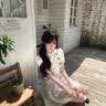 詩丹蕊韓系少女感立領系帶波點連衣裙夏季時尚褶皺設計感收腰顯瘦A字裙 新款波點連衣裙 均碼 【可備注碼數】 曬單實拍圖