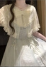 愉貴妃日系甜美重工蝴蝶結短袖連衣裙夏季新款收腰洛麗塔公主長裙女 藍色連衣裙【版】 S 曬單實拍圖