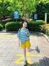 女童夏季套裝2026新款兒童運動衣服洋氣多巴胺女大童夏裝短袖短褲 套裝【條紋T恤+黃色短褲】 140 曬單實拍圖