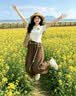 U·R·JEES2026新款夏季連衣裙女裝今年最流行的衣服兩件套裝顯瘦穿搭褲裙子 白小熊T恤+咖色裙褲+腰帶 L 建議105-115斤 曬單實(shí)拍圖
