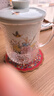 蘇氏陶瓷玻璃花茶杯帶蓋過濾泡茶杯辦公杯水杯富貴牡丹杯伴手禮物 淡綠色 曬單實拍圖