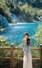 佐敘法式碎花吊帶連衣裙女2026夏兩件套罩衫收腰氣質顯瘦魚尾拼接長裙 淺藍色+白色（兩件套） M （85-105斤) 曬單實拍圖