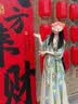 三吉黑花【闌珊】新中式燙金燒花早春漂亮連衣裙冰花絨長裙子 江南綠  現貨 M 曬單實拍圖