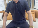 羅蒙爸爸夏季冰絲短袖t恤套裝男士中老年運(yùn)動(dòng)polo衫兩件套父親節(jié)禮物 7879藏青長(zhǎng)褲套裝 XL 碼(建議135-150斤） 曬單實(shí)拍圖