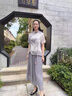 俞兆林（YUZHAOLIN）新中式媽媽夏裝兩件套2026新款中老年女裝上衣短袖小衫洋氣褲裙子 【灰色套裙】 XL (推薦105斤以內) 曬單實拍圖