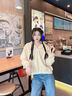 漫蔻依套頭連帽衛衣女2025春秋ins風(fēng)oversize寬松vibe風(fēng)蝙蝠衫外套上衣 杏色 L 曬單實(shí)拍圖