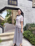 俞兆林（YUZHAOLIN）新中式媽媽夏裝兩件套2026新款中老年女裝上衣短袖小衫洋氣褲裙子 【灰色套裙】 XL (推薦105斤以內) 曬單實拍圖