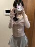 CHUJIE連衣裙女夏2026新款裙子套裝韓系穿搭吊帶短裙海邊度假氣質女人味 粉灰配色甜美三件套【吊帶+開衫+百褶裙】 M 建議90-105斤 曬單實拍圖