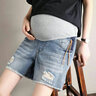 緣家馨（yuanjiaxin）夏季薄款孕婦短褲時(shí)尚潮媽孕婦牛仔短褲寬松加肥加大碼200斤破洞 淺藍 XL 曬單實(shí)拍圖