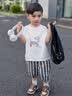 G.duck小黃鴨男童夏裝套裝2026新款男孩無袖短褲兩件套寶寶夏日純棉衣服 白色 120 (建議105-115cm 4-5.2周歲) 曬單實拍圖