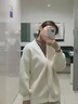AEMAPE仿水貂絨洋氣毛衣外套女2022新款韓版寬松外穿慵懶風(fēng)減齡針織開(kāi)衫 米白色 均碼 (80-140斤拍) 曬單實(shí)拍圖