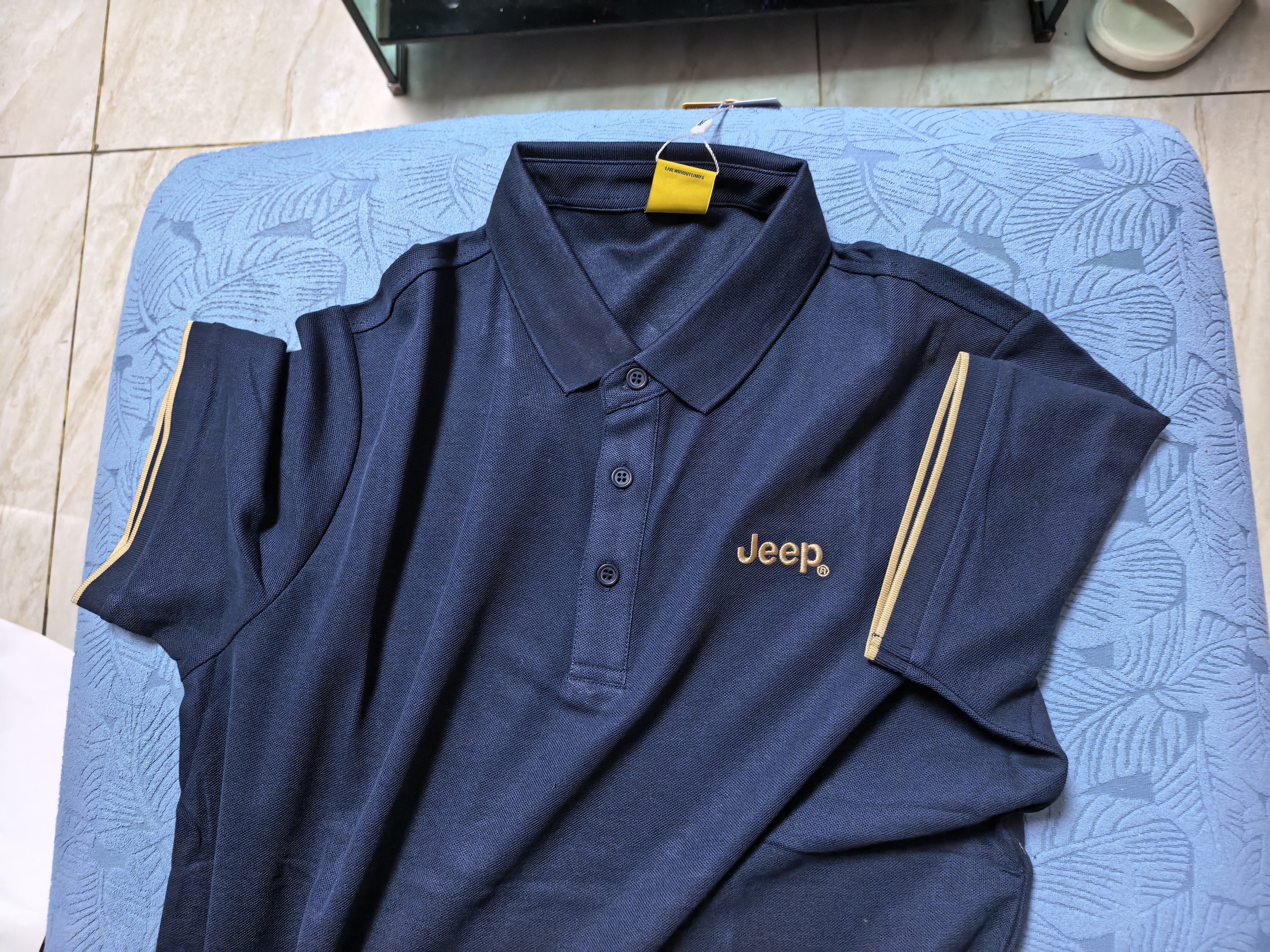 JEEP吉普短袖T恤男夏季Polo衫男士休閑寬松涼感上衣服男裝藏青3XL 曬單實拍圖
