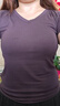 ICH MODE美式復(fù)古修身V領(lǐng)短款短袖T恤女夏季新款打底衫正肩上衣 深紫色 XL 曬單實(shí)拍圖
