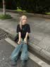OFF-WHITE短袖T恤男女情侶天使油畫箭頭潮牌刺繡寬松純棉上衣 WA01TE0279 黑色 L 曬單實拍圖