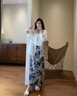 輕奢醋酸印花半身裙女夏季薄款2026新款碎花直筒a字裙包臀中長裙 灰色 XL /29推薦116-125斤 曬單實拍圖