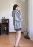 COSMICKISS灰色衛衣女2026新款春秋寬松慵懶風韓系chic學生拉鏈長袖連帽外套 灰色薄款 L 100-115斤 曬單實拍圖