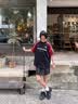 QGF美式復古撞色插肩袖t恤女男夏季潮牌字母印花短袖學院風百搭上衣 黑色 【高品質】 M 【建議90-110斤】 曬單實拍圖