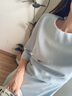 AD知性圓領(lǐng)連衣裙女正式場(chǎng)合職業(yè)裝藍色壓褶西裝裙七分袖工作服 藍色連衣裙 S 曬單實(shí)拍圖