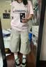 LDBE美式潮流滿印星星短袖T恤男女同款2026夏季新款V領球衣球服上衣 粉色 L 100-120斤 曬單實拍圖