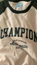 Champion冠軍短袖插肩袖情侶款新款復古撞色拼接純棉T恤 粉色/灰色 2XL 曬單實拍圖