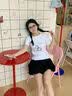 拉夏貝爾小馬刺繡短袖T恤女春夏季新款韓系時尚修身正肩內搭上衣 白色 L 曬單實拍圖