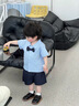 班喜迪寶寶套裝夏裝男童學(xué)院風(fēng)襯衫背帶褲紳士周歲禮服嬰幼兒衣服兩件套 藍色 80 曬單實拍圖