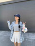 南木熊襯衫女2026夏季薄款防曬衫藍白格子寬松休閑設計感上衣襯衣外套 淺藍格子襯衣 L 【110-130斤】 曬單實拍圖