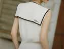 ELLE撞色海軍領披肩無袖針織短袖女2026春新款收腰設計感毛衣開衫 白色 S 曬單實拍圖