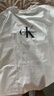 Calvin KleinJeans【純棉廓形】夏季男女情侶休閑通勤ck字母寬松短袖T恤上衣 YAF-牛乳白 S 尺碼偏大，建議拍小一碼 曬單實拍圖