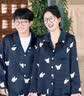 野獸派（THE BEAST）“躲貓貓”白條紋印花22姆米真絲家居服套裝情侶睡衣 女士 M  曬單實拍圖