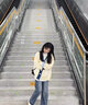 風(fēng)采兔 針織衫女撞色日系女毛衣開衫2022新款秋冬學(xué)院風(fēng)oversize寬松慵懶針織外套秋季女 米白色 均碼 曬單實(shí)拍圖