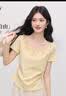 熙世界（sllsky）釘珠蝴蝶蕾絲拼接短袖T恤女2026夏季新款獨特漂亮小衫上衣 曬單實拍圖