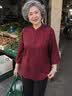 恒源祥奶奶夏裝襯衫2025新款中老年人套裝女老人太太結婚禮衣服媽媽春裝 酒紅. XL 【建議80-100斤】 曬單實拍圖