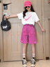 NIKE耐克女童夏季套裝2026新款女孩粉色短袖洋氣純棉夏裝兒童休閑裝 紫紅色【純棉兩件套】 /假一賠十 150 /M 【建議身高140-152cm】 曬單實拍圖