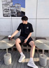 C.MATK男士短袖t恤夏季新款簡約純色百搭休閑打底衫舒適圓領(lǐng)半袖上衣 黑色-B 2XL 曬單實(shí)拍圖
