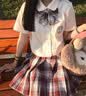 jk制服短裙大碼女學生基礎款百褶裙學院風夏季半身裙套裝女裝大佬 金魚姬裙子【衣服+裙子+領結】 2XL 曬單實拍圖