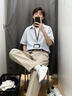 MMOPTOP日系假兩件短袖襯衫男夏季老錢風(fēng)松弛感短袖襯衣MCS55淺藍(lán)XL 曬單實拍圖