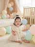蘭咖小熊（Lan Ka xiao xiong）蘭咖小熊嬰幼兒寶寶爬爬服外出服女孩洋氣連衣裙寶寶公主裙子紗裙 梔子花開-法式蕾絲嬰兒連衣裙 含帽子 90cm （12-18個月寶寶） 曬單實拍圖