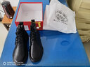 縈妃公主（YINGFEIPRINCESS）品牌女靴2026秋新款馬丁靴女真皮平跟英倫短靴軟底系帶高幫棉皮鞋 黑色絨里 39 曬單實(shí)拍圖