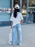 女童褲子夏季薄款2026新款兒童直筒牛仔褲大童長褲女孩夏裝闊腿褲 藍色 （夏季薄款） 140 cm （建議身高135cm左右） 曬單實拍圖