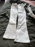 美式白色微喇叭牛仔褲女春夏新款高腰修身顯瘦垂感加長(cháng)拖地馬蹄褲 白色長(cháng)褲 XS 碼 建議75-88斤 曬單實(shí)拍圖