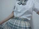 貴蘭姿jk制服女套裝半身裙子夏季學(xué)生百褶裙日系短裙三角函數JK正版原創(chuàng  ) 檸檬海鹽（格裙+短袖襯衫+領(lǐng)結） S 【85-95斤】 曬單實(shí)拍圖