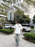 倉(cāng)石一樹(shù)2026新款潮牌夏季寬松字母小熊印花短袖T恤男士半袖純棉情侶上衣 白色 XL 曬單實(shí)拍圖