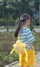 女童夏季套裝2026新款兒童運動衣服洋氣多巴胺女大童夏裝短袖短褲 套裝【條紋T恤+黃色短褲】 150 曬單實拍圖