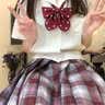 jk制服短裙大碼女學生基礎款百褶裙學院風夏季半身裙套裝女裝大佬 金魚姬裙子【衣服+裙子+領結】 M 曬單實拍圖