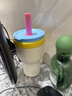 chakolab和序雙層吸管保溫杯大容量保冰玻璃杯學(xué)生高顏值咖啡杯教師節(jié)禮物 晨曦藍(lán)玫（贈(zèng)一字吸管+同款杯蓋+小網(wǎng)兜）620ml 曬單實(shí)拍圖