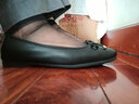 路施南空姐鞋平底上班工作鞋女軟底坡跟黑色工裝鞋真皮通勤職業(yè)正裝皮鞋 黑色平底2.5cm(810Q) 41 曬單實(shí)拍圖