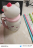 名創(chuàng)優(yōu)品（MINISO）三麗鷗兒童保溫杯小布丁公仔保冷杯出行可愛水杯250ml--凱蒂貓 曬單實拍圖